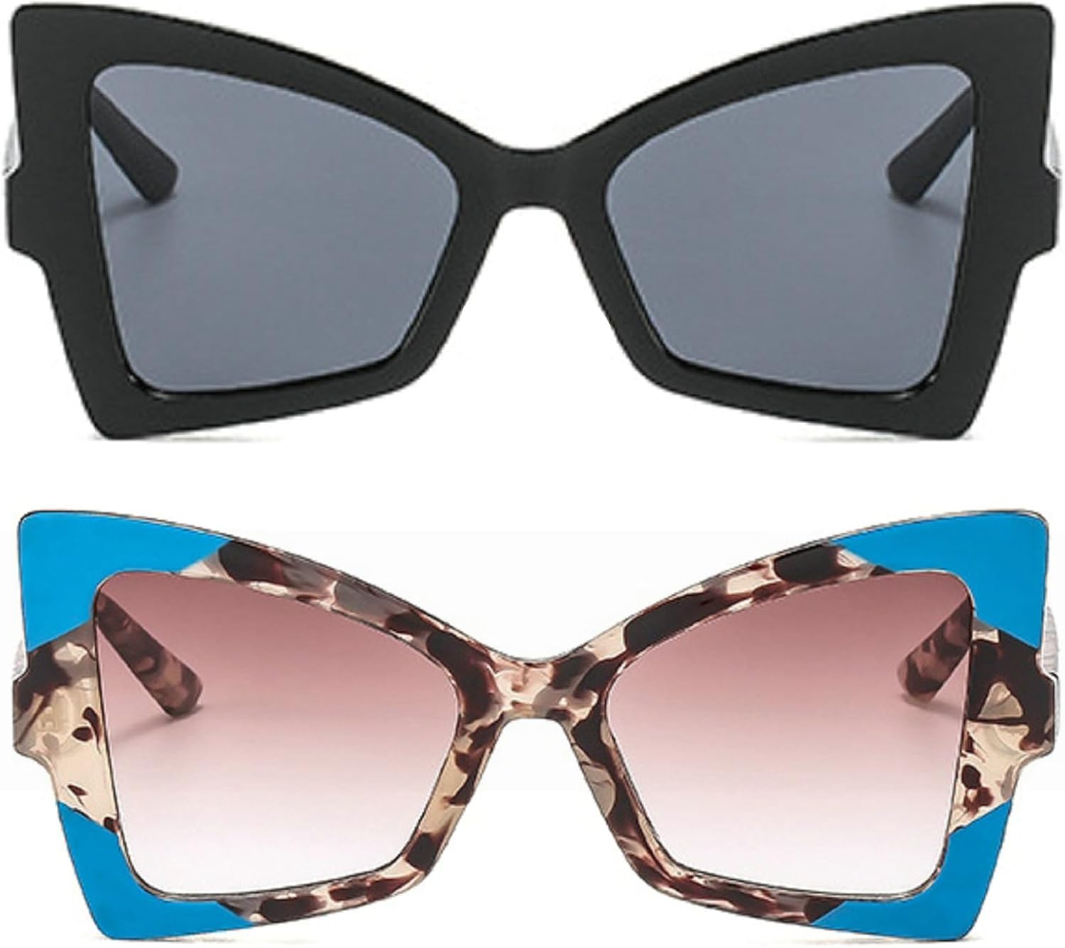 

Ретро-солнцезащитные очки «кошачий глаз», винтажные солнцезащитные очки в форме бабочки, яркие женские солнцезащитные очки, модные солнцезащитные очки для вечеринки mincl, 2pcs-black&blue