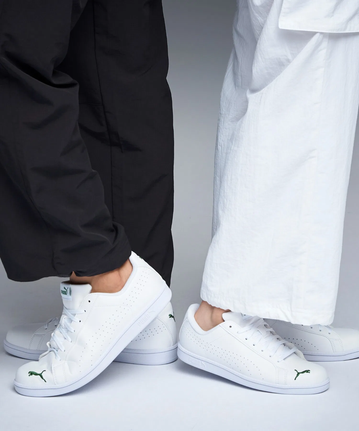 Унисекс кроссовки PUMA Smash Cat Perf FS SL кожаные белые с зелёным