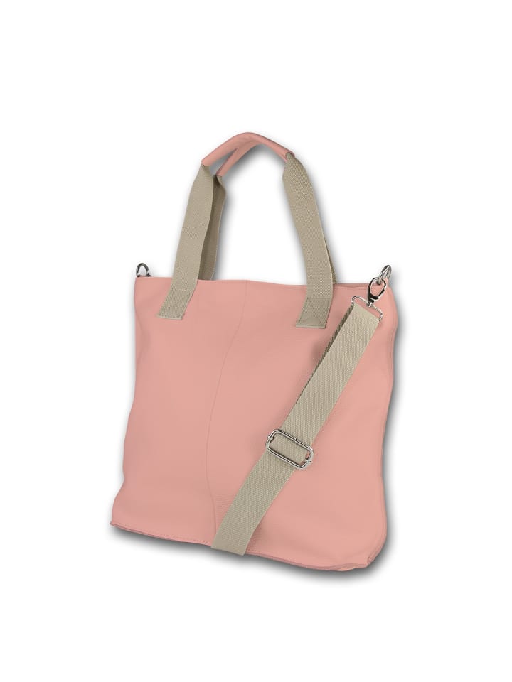 

Кожаная сумка через плечо, сумка-шоппер Toscanto, розовая, ок. 44 см