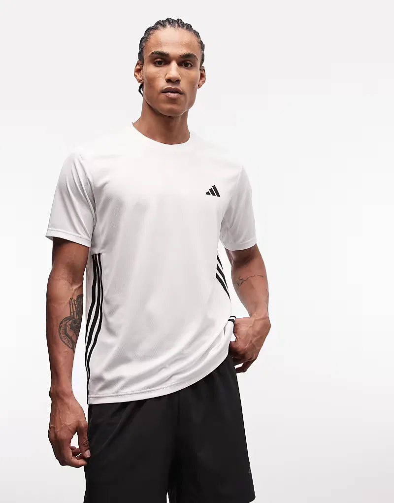 Футболка Adidas Performance Training Essentials с тремя полосками, белый