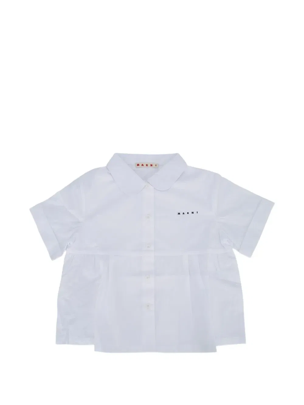 Рубашка с логотипом и сборками Marni Kids, белый