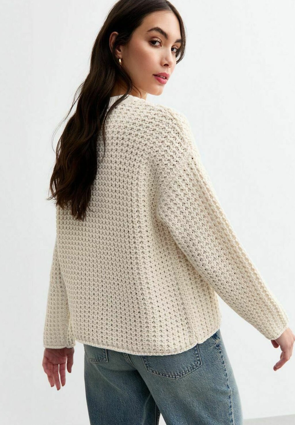 

Джемпер MOSS STITCH CREW-NECK New Look, кремовый