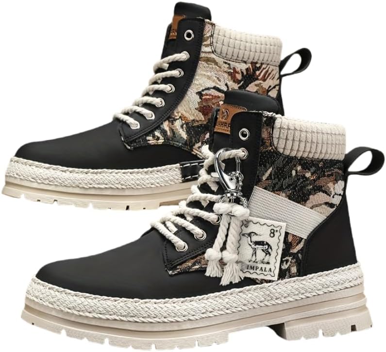 

Модные высокие мужские ботинки Hhhchpm из искусственной кожи с шнуровкой для походов и активного отдыха, черный