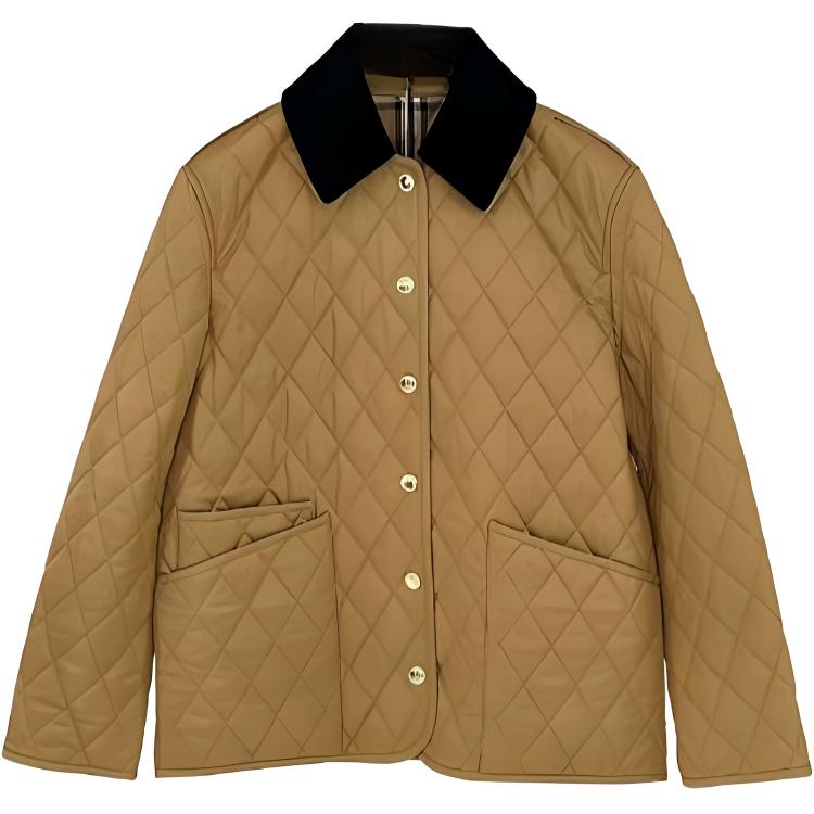 Куртка Burberry, стеганая, на пуговицах, зимняя одежда, янтарный желтый — фото 3