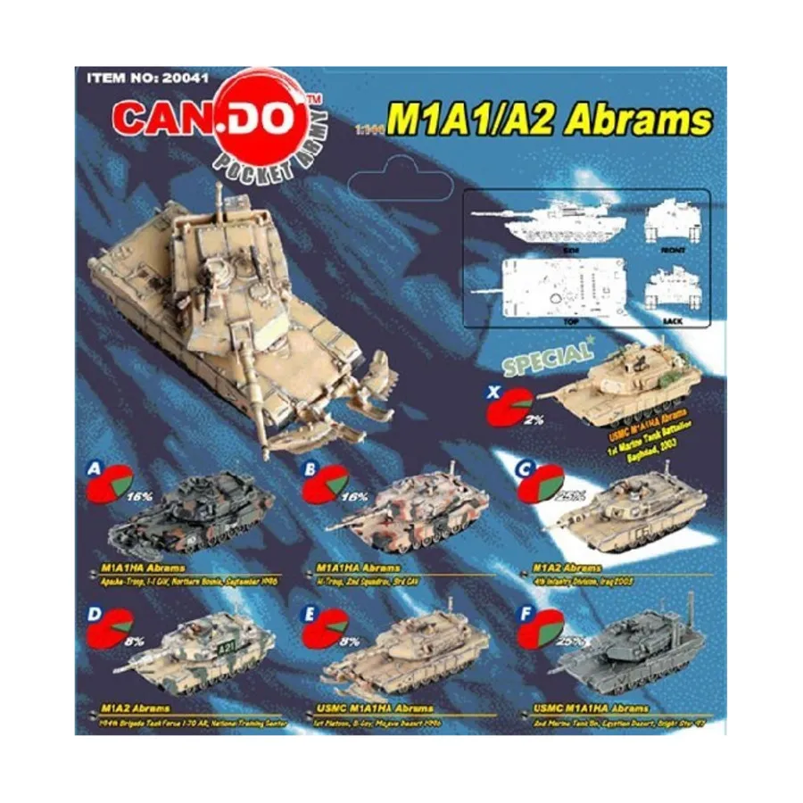 

M1A1/A2 Abrams — покраска A, Can.Do Pocket Army - WWII Tanks (1:144)