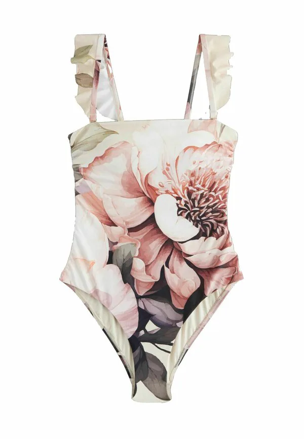 Купальник стандартного кроя с эффектом утягивания живота Next, Neutral Blush Floral — фото 4
