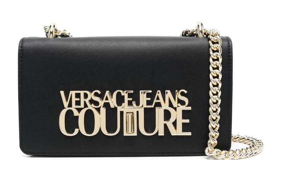 

VERSACE JEANS COUTURE Полиуретановая наплечная сумка через плечо обычная женская черная