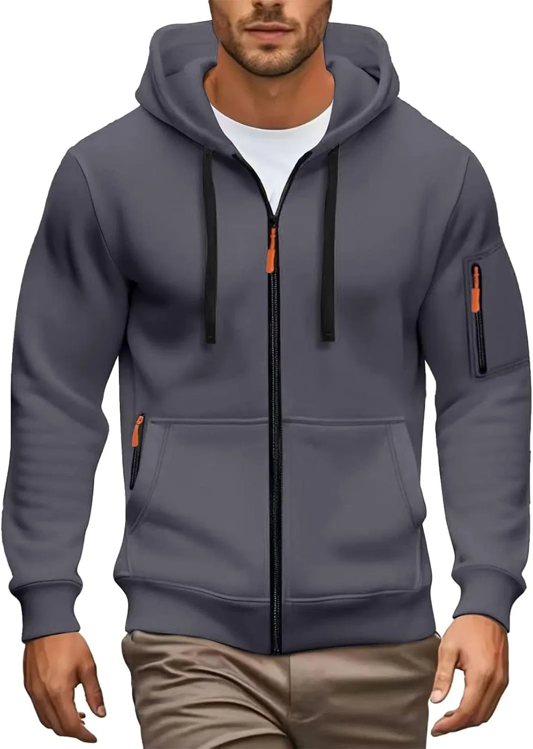 Мужская толстовка на молнии, вафельная ткань, Dark Gray