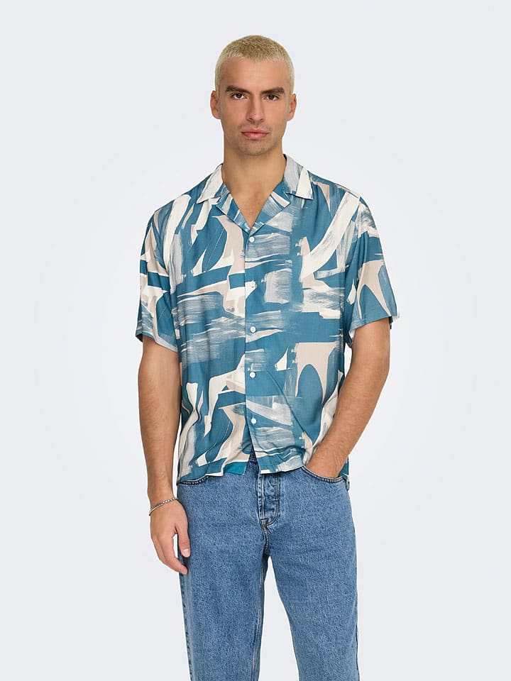 

Рубашка ONLY & SONS, цвет hellblau/beige/weiß
