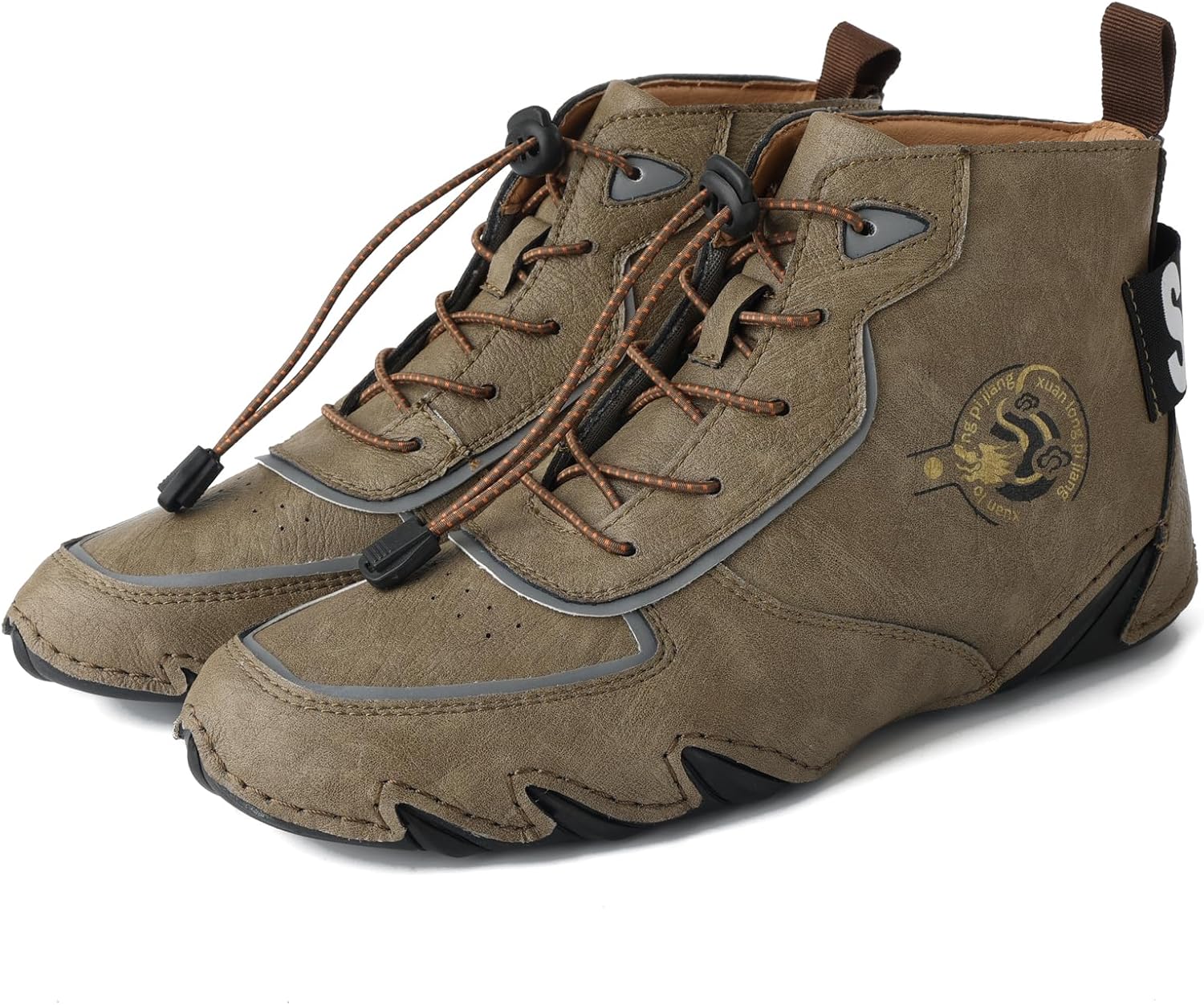 

Мужские повседневные кожаные модные кроссовки, ботинки-чикка на щиколотке, мокасины на легкой подошве, для ходьбы и вождения Abborora, хаки