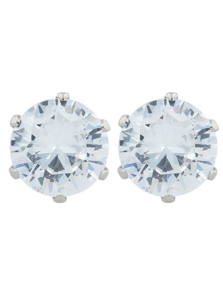 

Adeliás Женские серьги - серьги-гвоздики из нержавеющей стали с кубическим цирконием в серебряной оправе