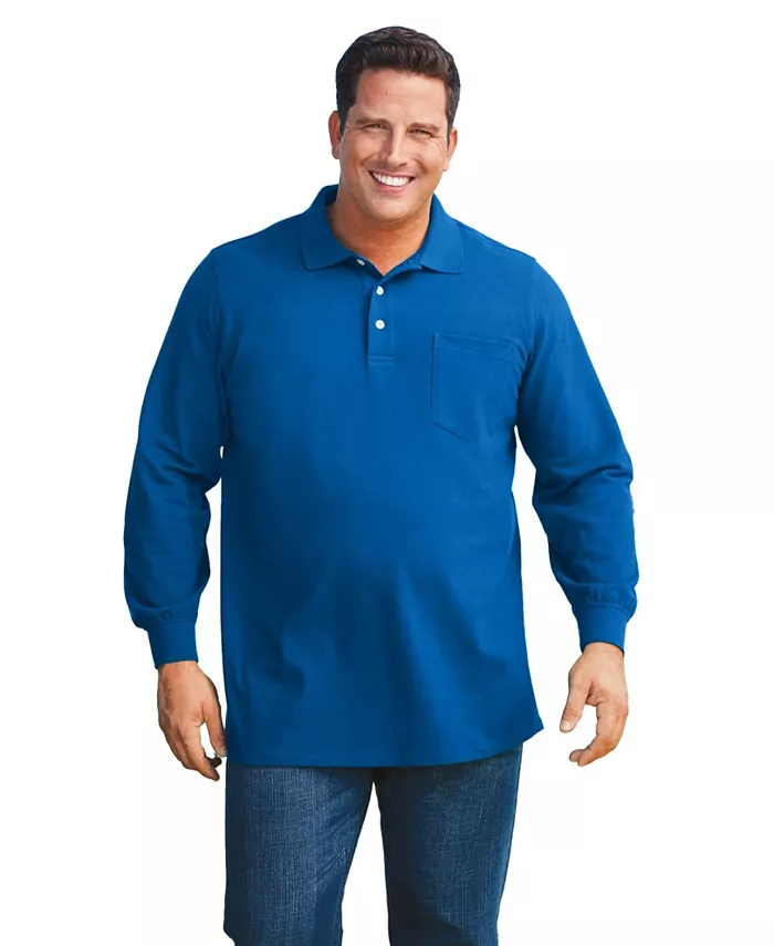 

Большие и высокие размеры: поло с длинным рукавом из пике, устойчивое к усадке KingSize, синий