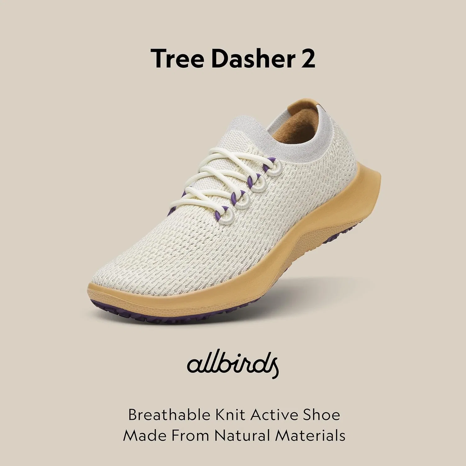 Мужские кроссовки Allbirds Tree Dasher 2, Stony Cream Stony Beige Sole — фото 4