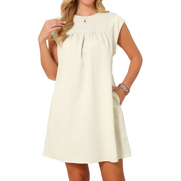

Женское летнее платье-туника с коротким рукавом и сборками Inspire Chic, Beige