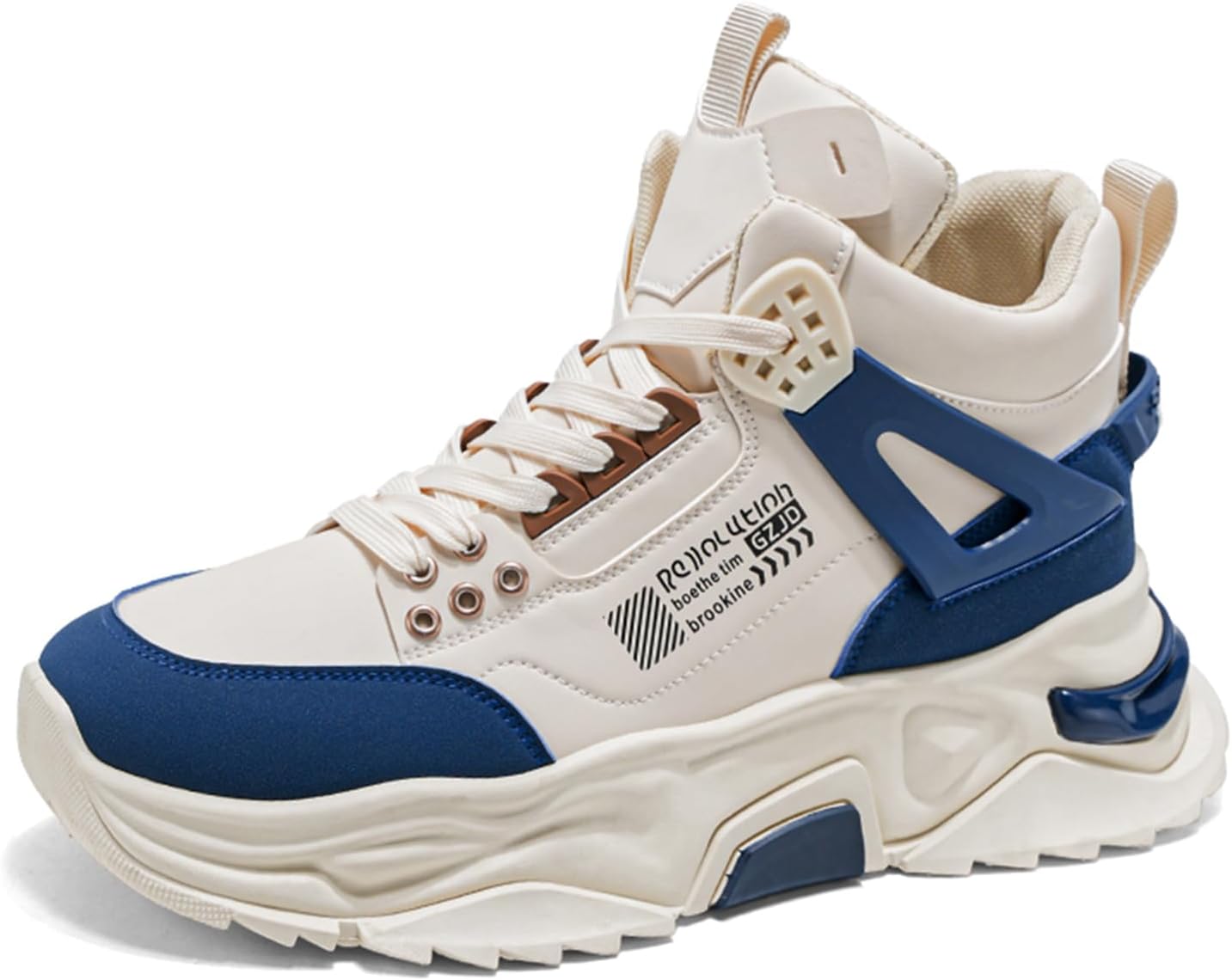 

Мужские высокие кеды повседневные спортивные ботинки массивные высокие модные кроссовки для мужчин Spwagym, синий/бежевый