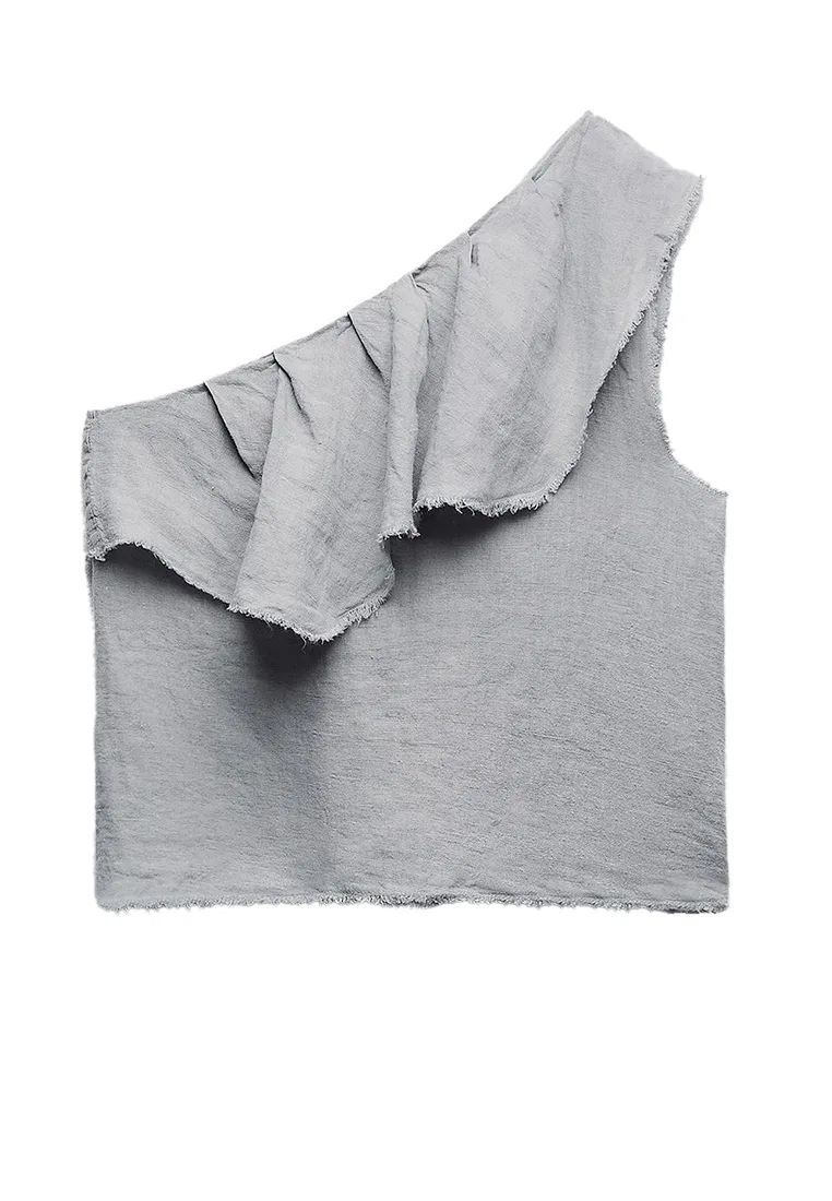 Топ укороченный, необработанный край, Raw Trims Zara, серый