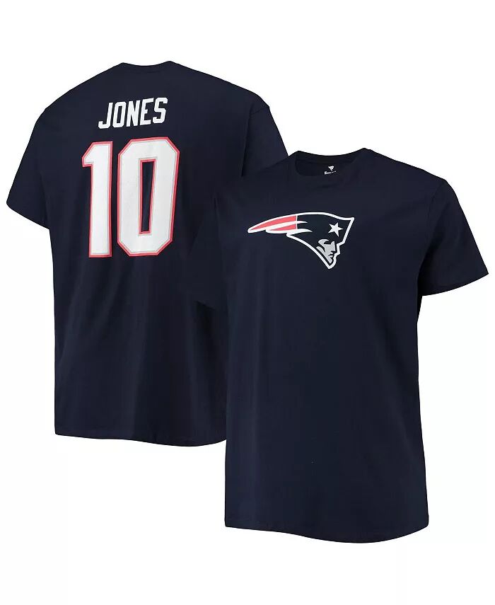 

Мужская футболка Mac Jones Navy New England Patriots Big and Tall с именем и номером игрока Fanatics