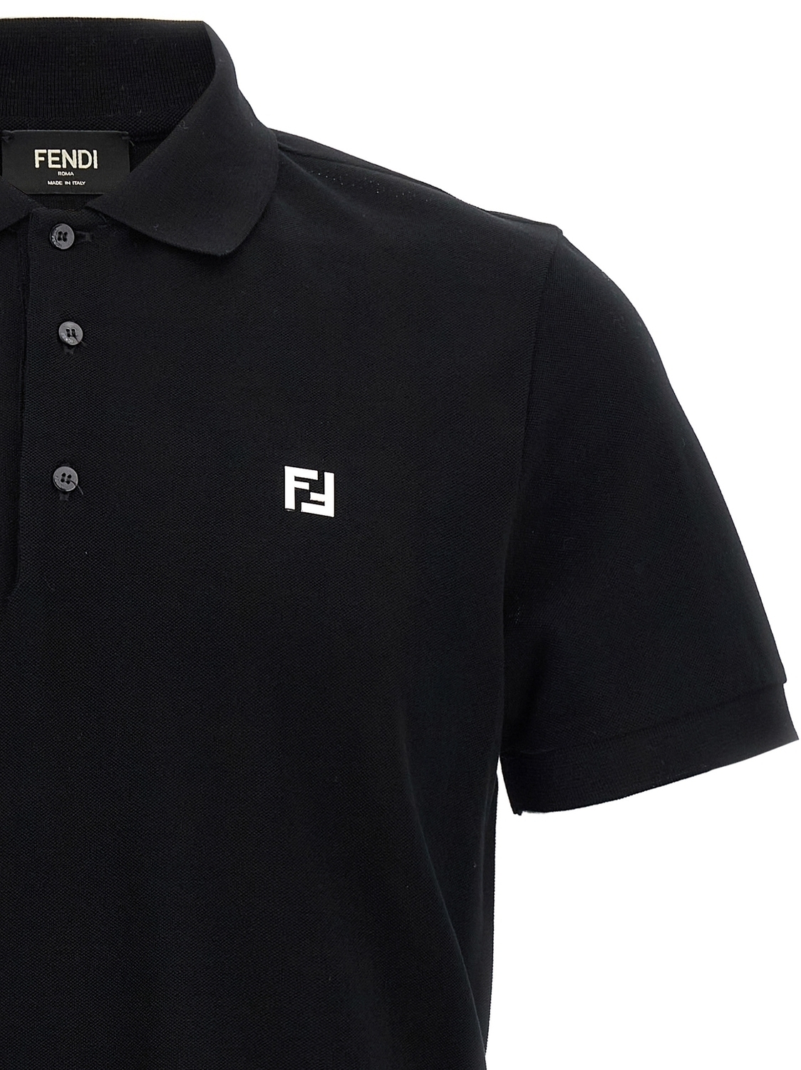 Поло с металлическим логотипом FF FENDI, черный — фото 3
