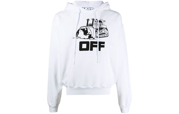 

Толстовка с капюшоном свободного кроя World Catepilla Print Off-White, белый