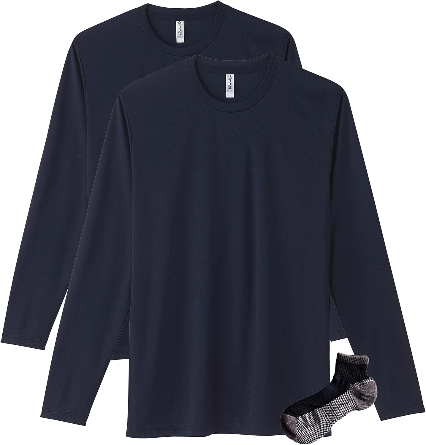 

Футболка с длинным рукавом Glimmer 00352-AIL из трикотажа Interlock Dry плотностью 3,5 унции, темно-синий