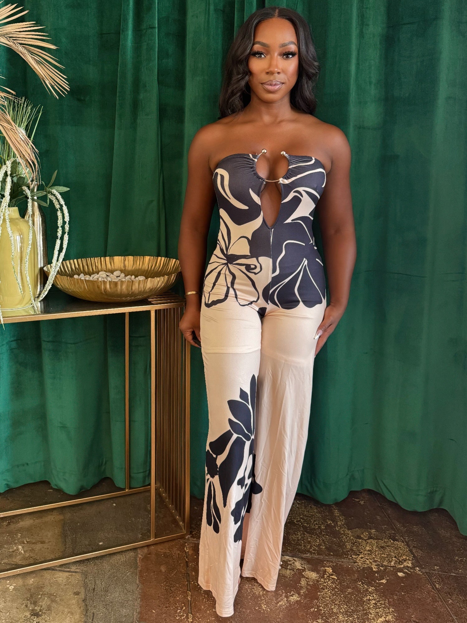 

Комбинезон с завязками на шее "Полуночный цветок" TRUEDAMES, мультиколор