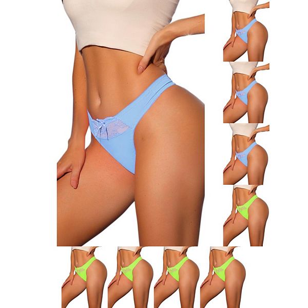 

9 пар женских бикини-стрингов с низкой посадкой из сатина и эластичного кружева Inspire Chic, Bright Blue Green, Зеленый, 9 пар женских бикини-стрингов с низкой посадкой из сатина и эластичного кружева Inspire Chic, Bright Blue Green