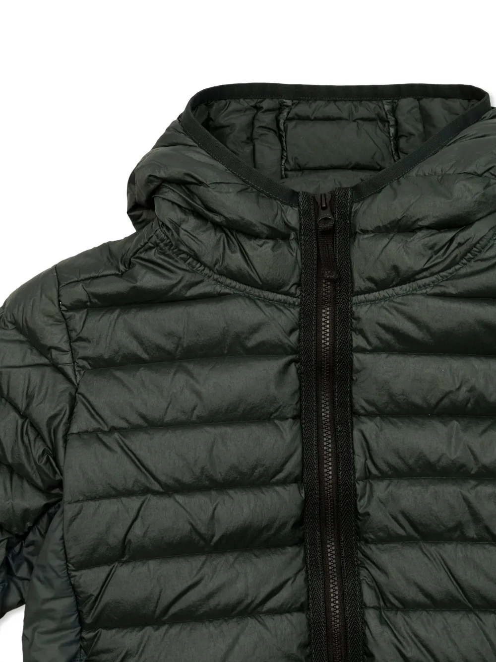 Стеганая куртка с капюшоном и нашивкой-логотипом Stone Island Junior, зеленый — фото 3