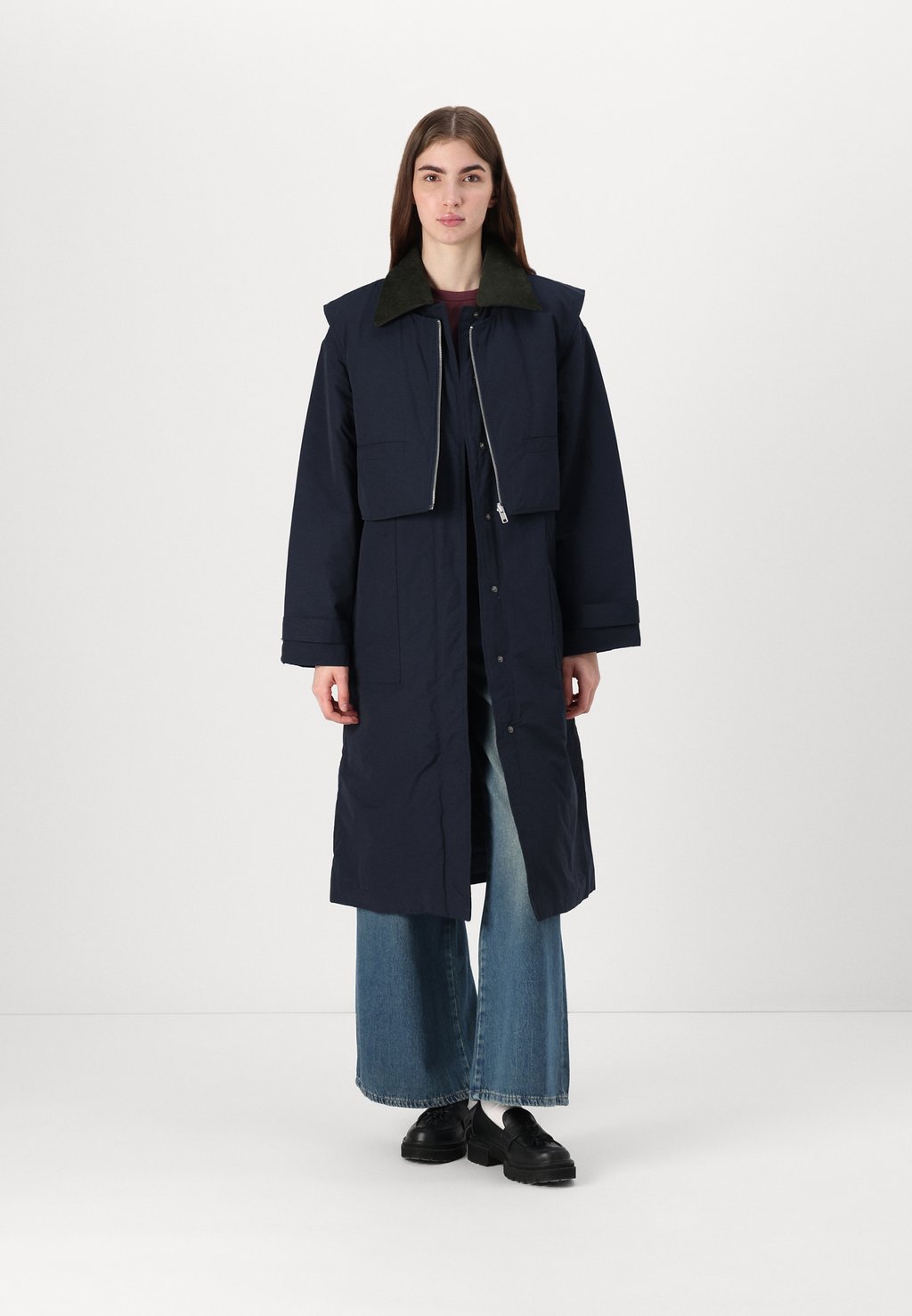 

Тренчкот OBJPHOEBE COAT 2 IN 1 Object, темно-синий