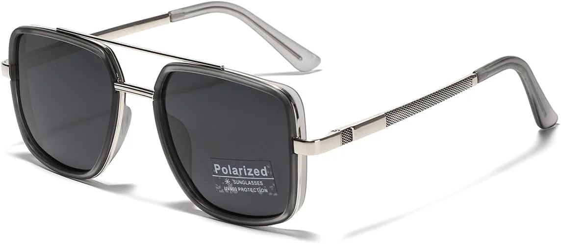 

Солнцезащитные очки в крупной оправе, поляризованные, Tr90, полуметаллические, унисекс, квадратные, солнцезащитные очки UV400 weiyuchen, Gray Silver Frame