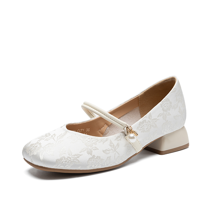 Женские туфли Flat Mary Jane ZHR, экрю — фото 2