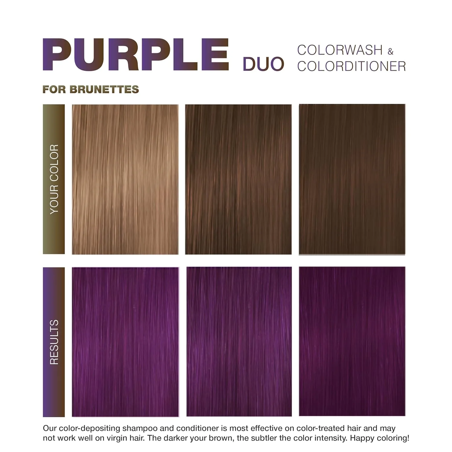 Celeb Luxury Intense Color Depositing Colorwash шампунь + BondFix восстанавливающее средство, веганская краска для волос, на основе растений, полуперманентный цвет, наборы Viral и Gem Lites, Purple for Brunettes — фото 4