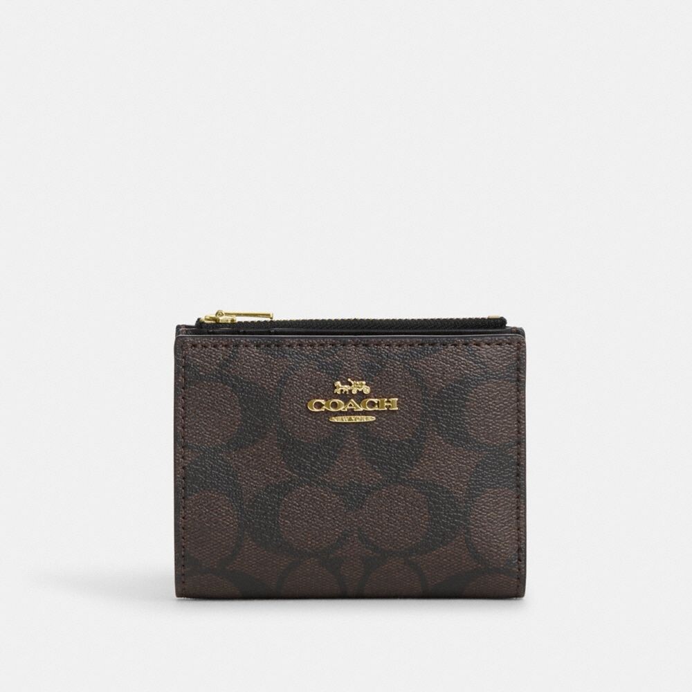 

Маленький кошелек COACH Bifold, золотой/коричневый/черный
