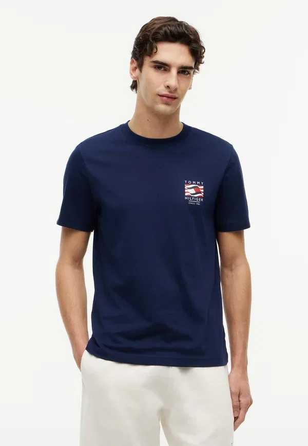 Футболка с принтом Americana graphic logo tee Tommy Hilfiger, угольно-синий