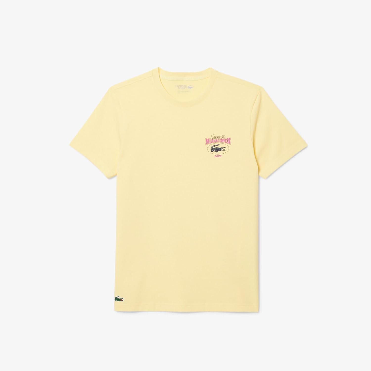 Футболка Lacoste Official 2025 Miami Open One-Point Print для мужчин, модель TH8651-10, бледно-желтый — фото 4