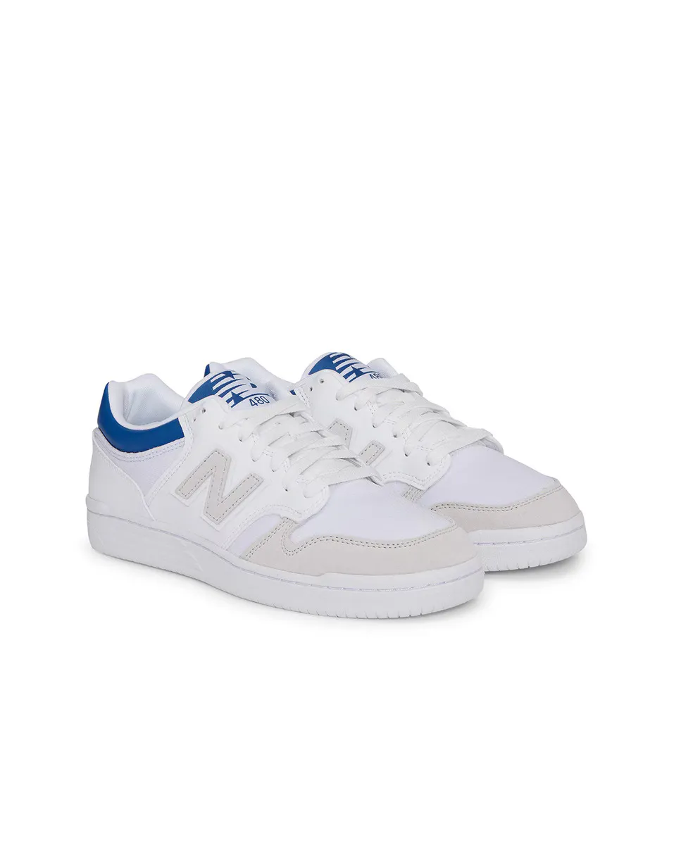 Кожаные повседневные кроссовки унисекс Retro Basket 480 New Balance, белый/синий — фото 2