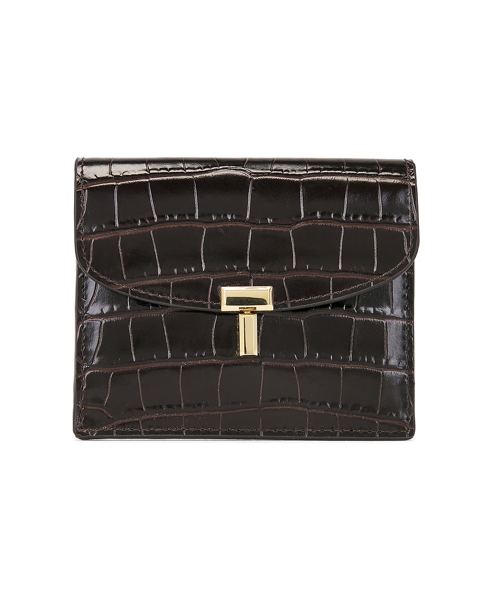 

Картхолдер T-Lock с тиснением под крокодила Toteme, Dark Brown