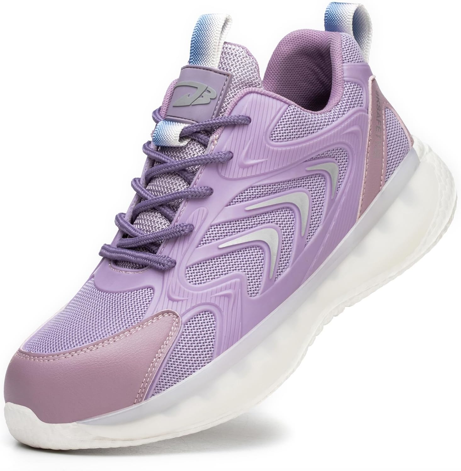 

Защитные ботинки со стальным носком для женщин и мужчин, удобные легкие ботинки для строительства, универсальная обувь, стойкая к проколам и скольжению, обувь для пищевой промышленности Qunlon, фиолетовый