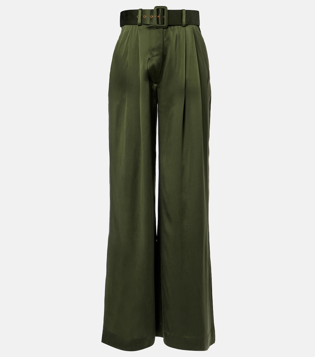

Шелковые брюки широкого кроя Zimmermann, Dark Green