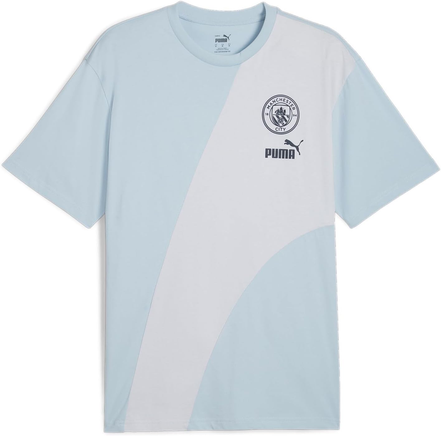 

Мужская спортивная футболка Puma 777784 MCFC ftblCulture+, серебристый/небесно-голубой/серебристый/туманный