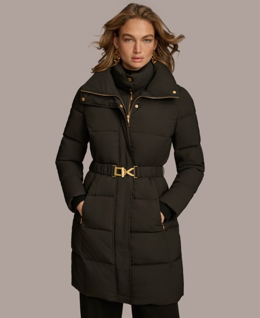 

Женское пуховое пальто с поясом Donna Karan New York, Black