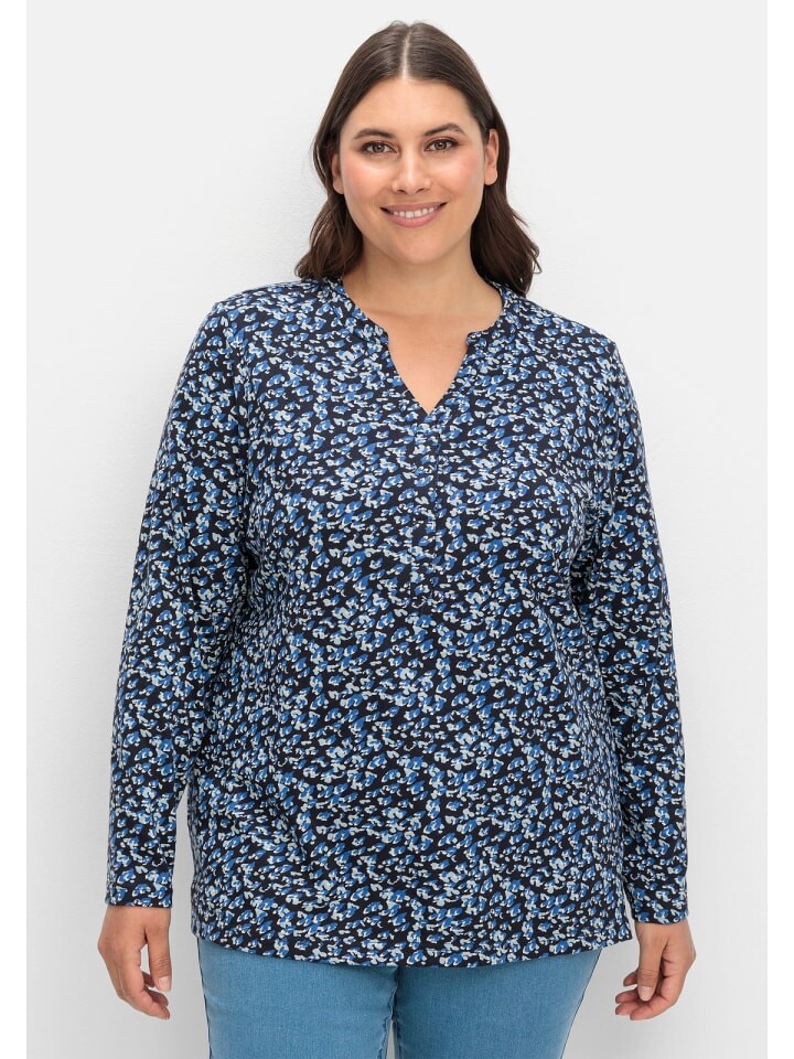 

Футболка sheego Langarmshirt, цвет tiefblau gemustert