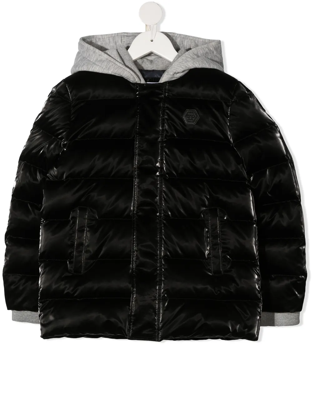 

Глянцевый пуховик Philipp Plein Junior, черный