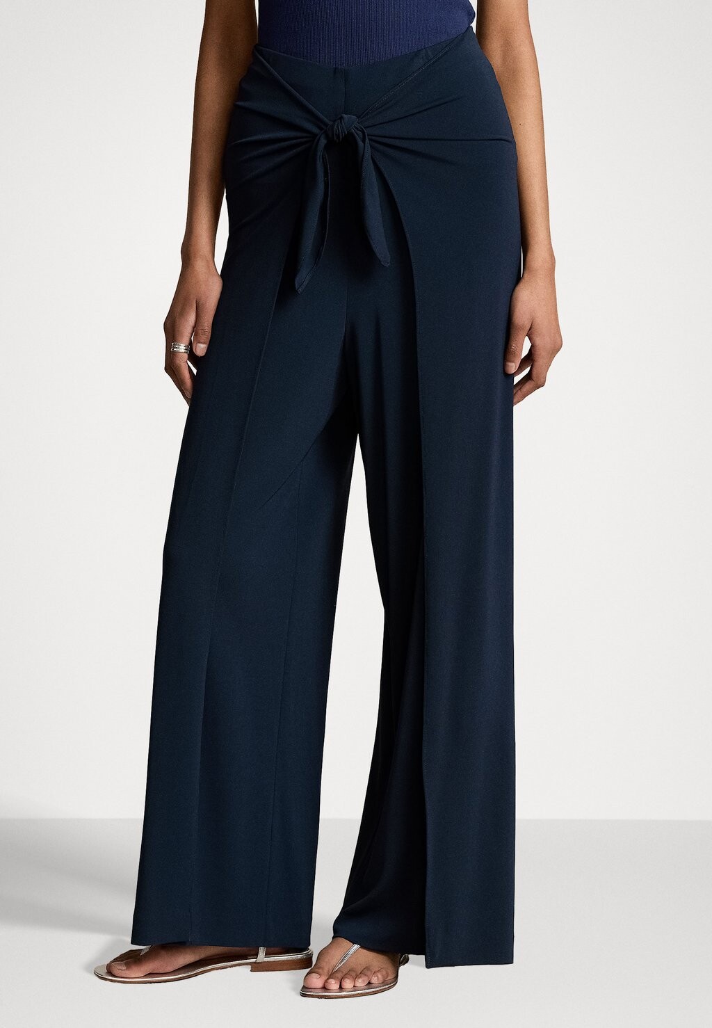 

Тканевые брюки JERSEY WIDE LEG WRAP PANT Ralph Lauren, синий