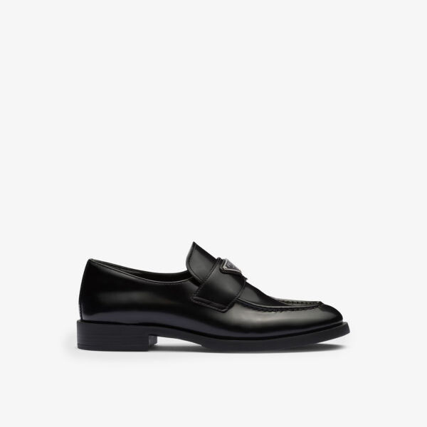 Кожаные мокасины с логотипом Prada, черный