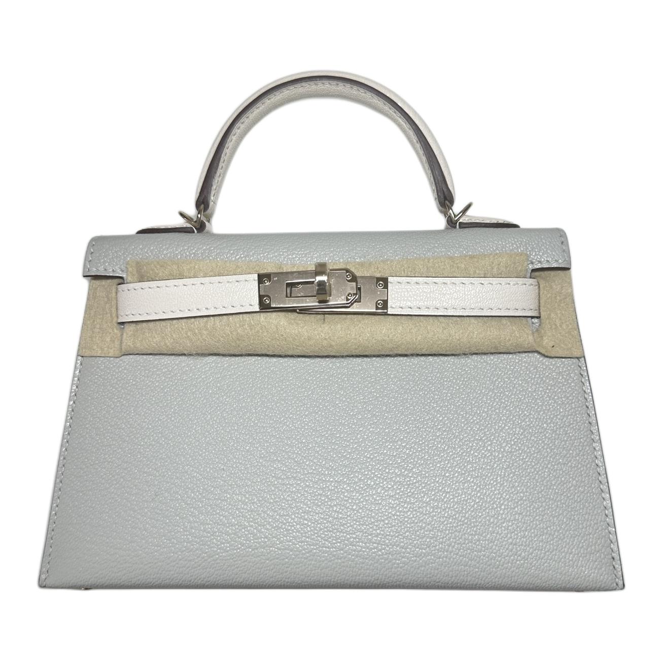 

HERMES Мини Келли 2 козья кожа сумка Kelly, сумка через плечо, кроссбоди, женская сумка 19 Pearl Gray & Cream White