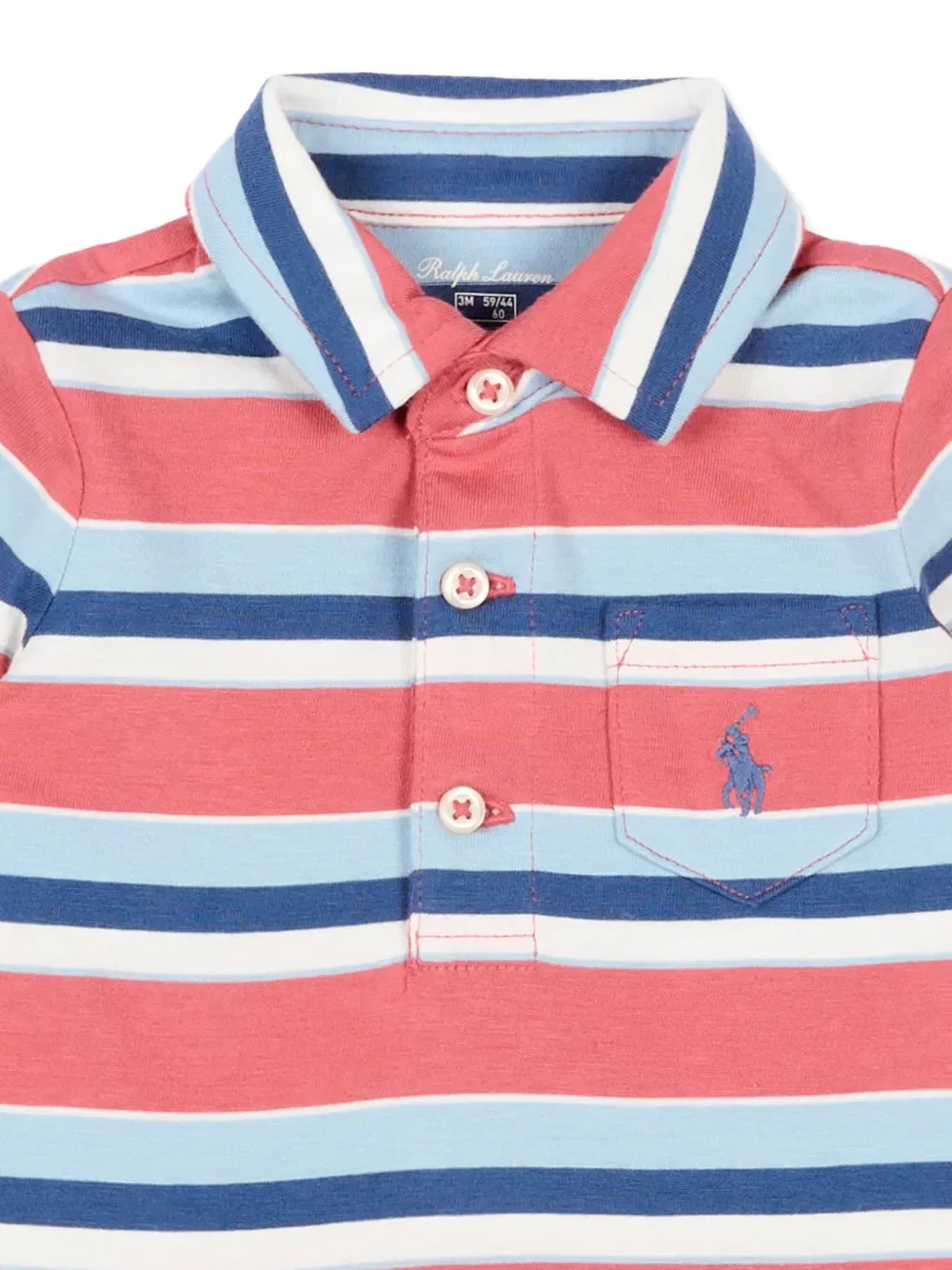Полосатый хлопковый боди Polo Ralph Lauren Kids, розовый — фото 3