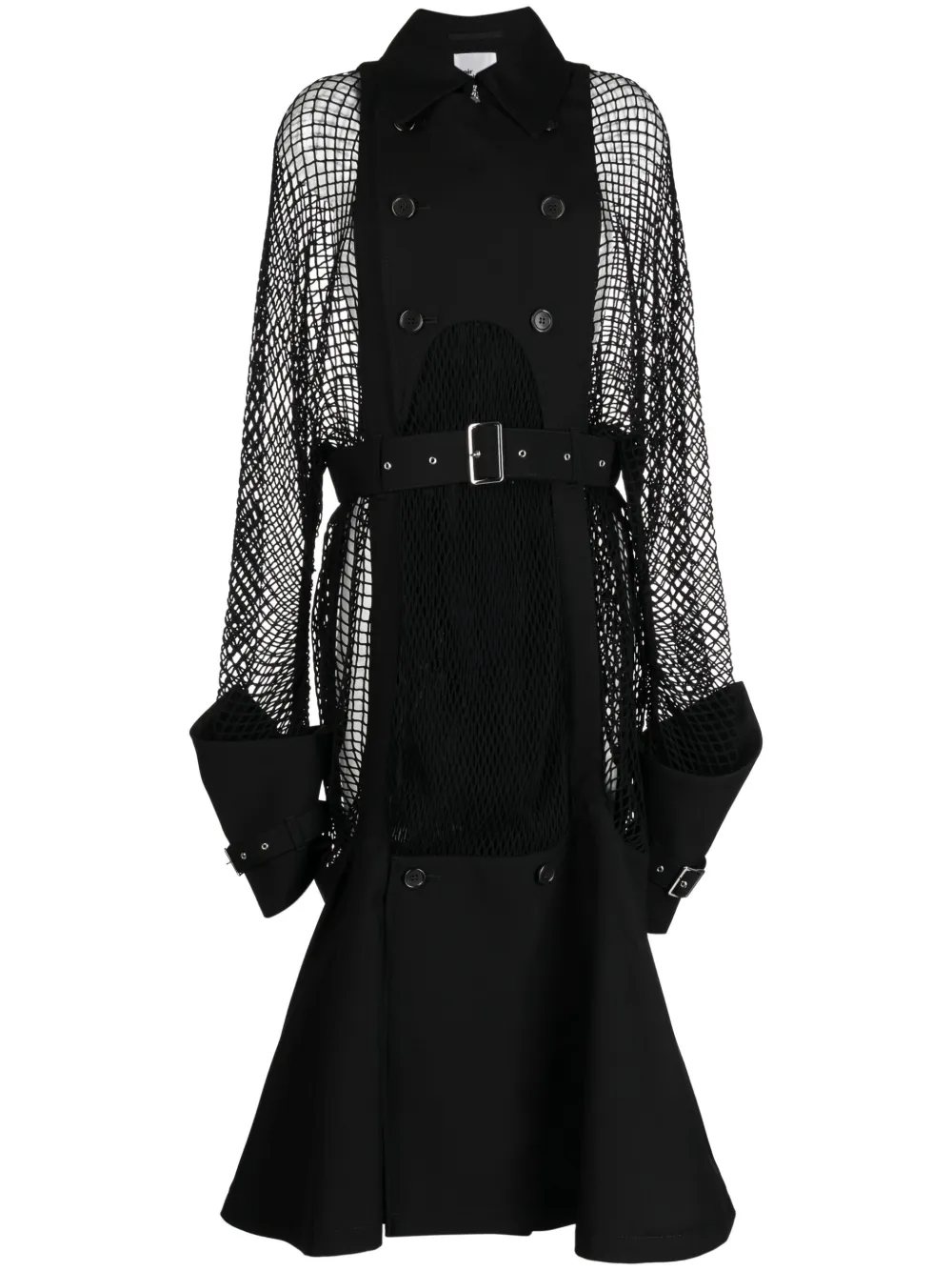 

Двубортное пальто с поясом Noir Kei Ninomiya, черный