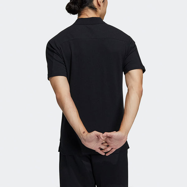 Футболка series logo solid color short sleeve polo shirt black Adidas, черный — фото 3