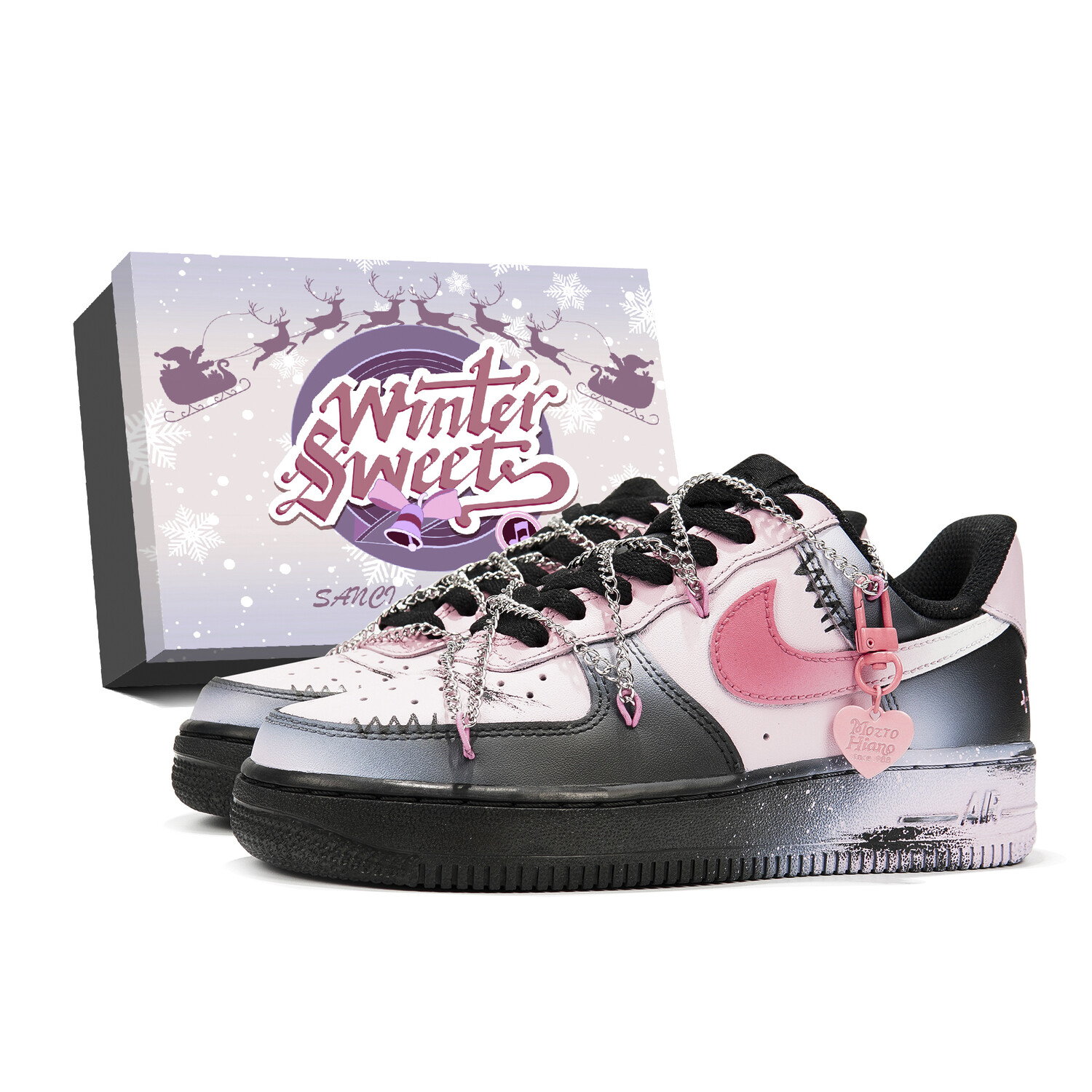 

Кроссовки Nike Air Force 1 Skateboard Shoes Women's Low-Top Black Pink