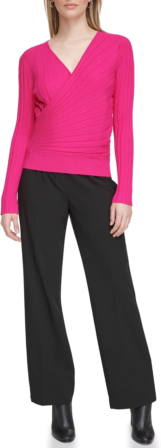 

Женский свитер с длинными рукавами и имитацией запаха Calvin Klein, Cerise